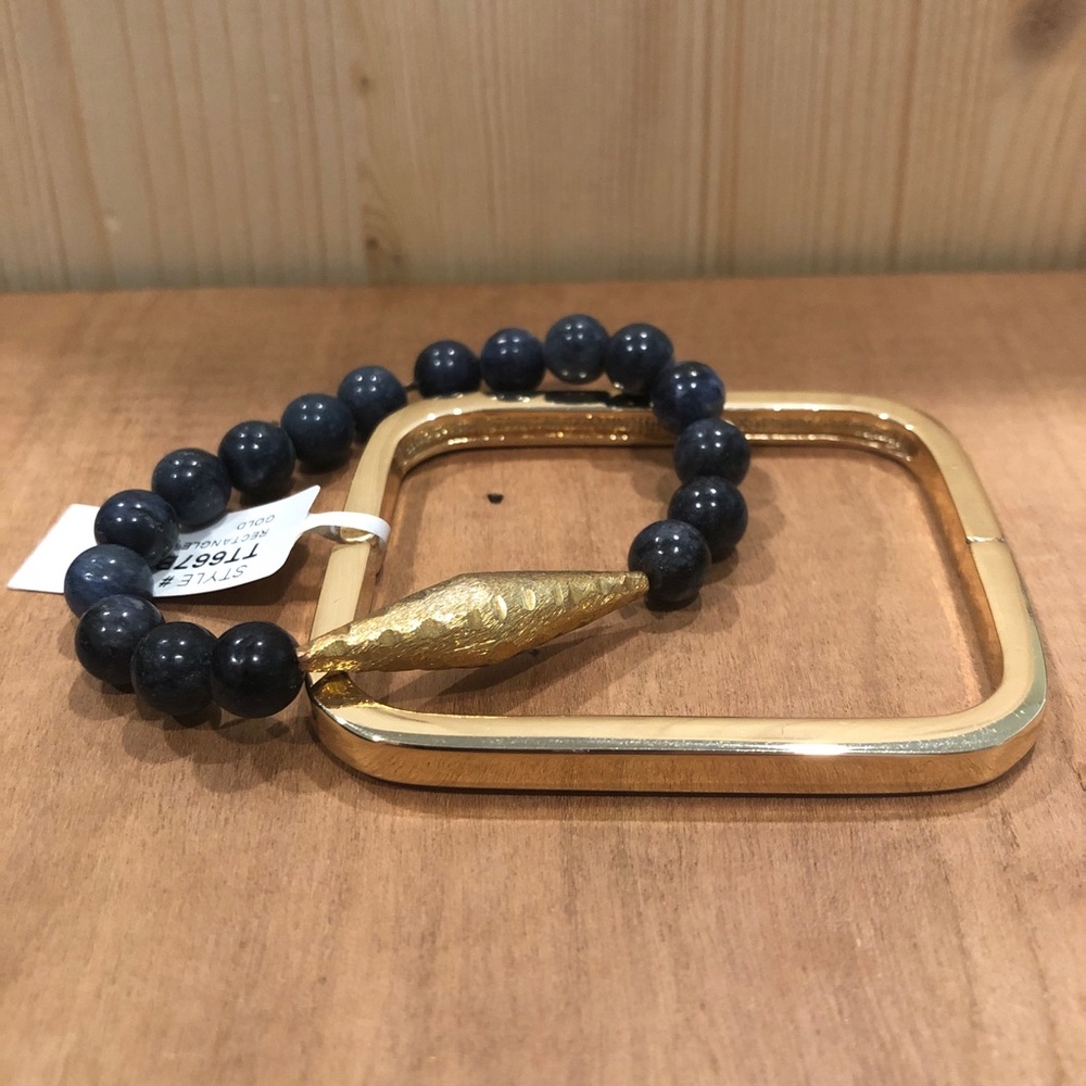 Bracelet Arm Party Set Lot: Square Bangle + Beaded